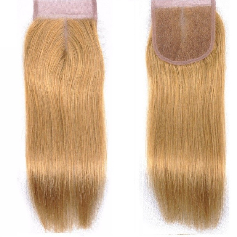 Top Closure Hair Extensions, Free Part, Colour #24 (Golden Blonde)