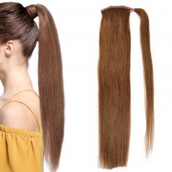 Wrap Around Ponytail Hair Extensions, Colour #8 (Chestnut Brown), Made With Remy Indian Human Hair