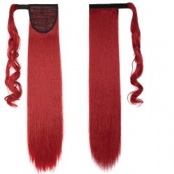 Wrap Around Ponytail Hair Extensions, Colour #Red, Made With Remy Indian Human Hair