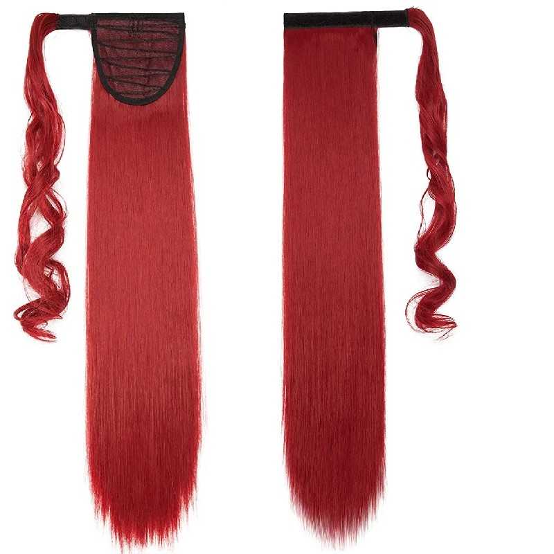 Wrap Around Ponytail Hair Extensions, Colour #Red, Made With Remy Indian Human Hair