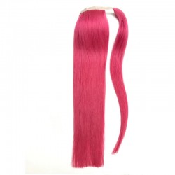 Wrap Around Ponytail Hair Extensions, Colour #Pink, Made With Remy Indian Human Hair