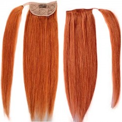 Wrap Around Ponytail Hair Extensions, Colour #350 (Dark Copper Red), Made With Remy Indian Human Hair
