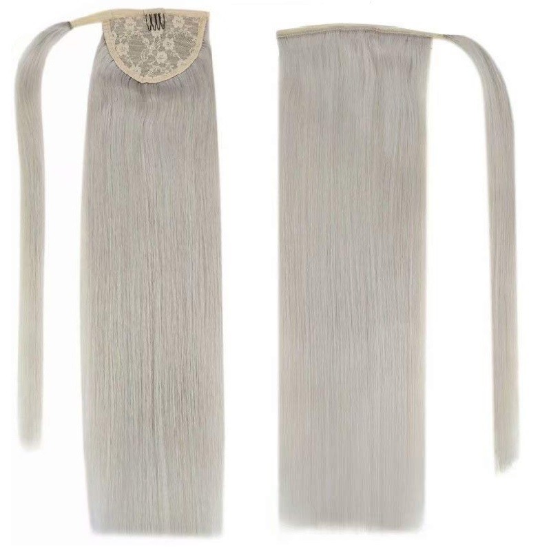 Wrap Around Ponytail Hair Extensions, Colour #Silver, Made With Remy Indian Human Hair