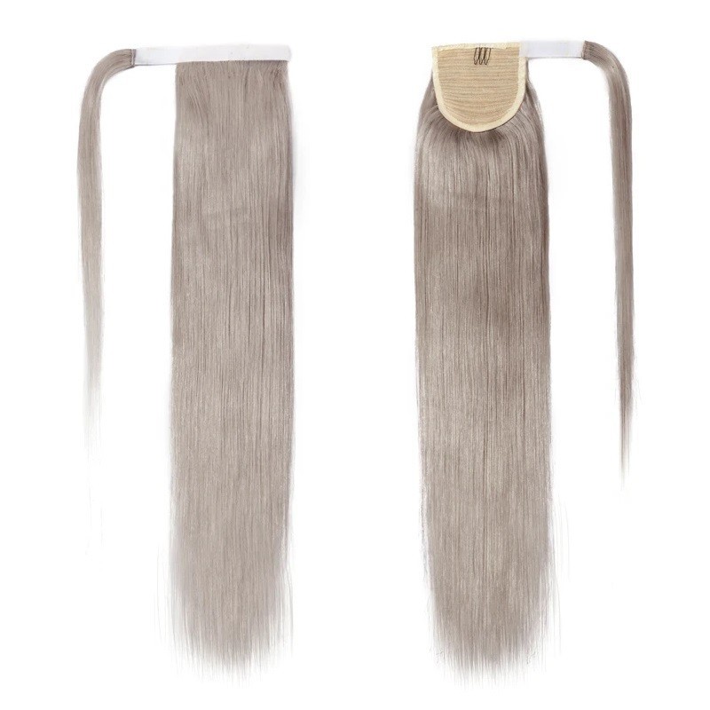Wrap Around Ponytail Hair Extensions, Colour #Grey, Made With Remy Indian Human Hair