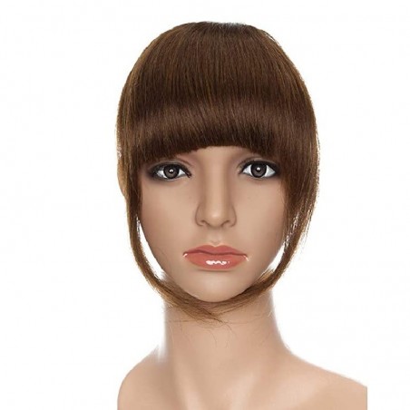 Blend in Fringe/Bangs Hair Extensions, Colour #4 (Dark Brown), Made With Remy Indian Human Hair