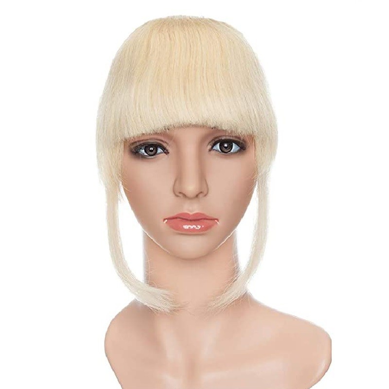 Blend in Fringe/Bangs Hair Extensions, Colour #613 (Platinum Blonde), Made With Remy Indian Human Hair
