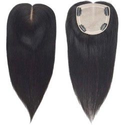 Crown Topper Hair Extensions, Silk Base, Colour 1 (Jet Black), Made With Remy Indian Human Hair