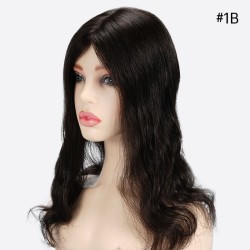 Crown Topper Hair Extensions, Silk Base, Colour 1B (Off Black), Made With Remy Indian Human Hair