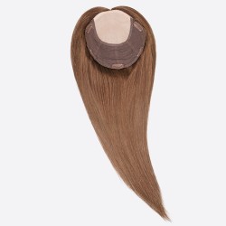 Crown Topper Hair Extensions, Silk base, Colour 6 (Medium Brown), Made With Remy Indian Human Hair