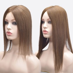 Crown Topper Hair Extensions, Silk Base, Colour 8 (Chestnut Brown), Made With Remy Indian Human Hair