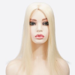 Crown Topper Hair Extensions, Silk Base, Colour 613 (Platinum Blonde), Made With Remy Indian Human Hair