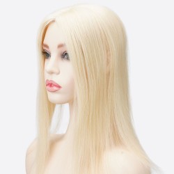 Crown Topper Hair Extensions, Silk Base, Colour 613 (Platinum Blonde), Made With Remy Indian Human Hair
