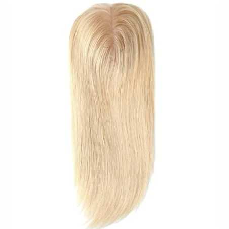 Crown Topper Hair Extensions, Silk Base, Colour 60 (Lightest Blonde), Made With Remy Indian Human Hair