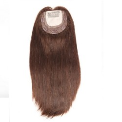 Crown Topper Hair Extensions, Silk Base, Colour 4 (Dark Brown), Made With Remy Indian Human Hair