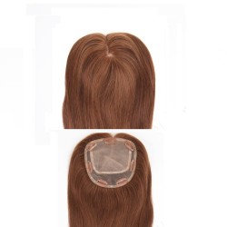 Crown Topper Hair Extensions, Swiss Lace Base, Colour 6 (Medium Brown), Made With Remy Indian Human Hair