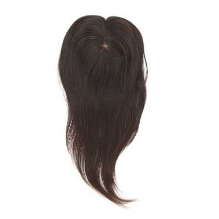 Swiss Lace Hair Topper – Off Black (Color 1B), 100% Remy Indian Human Hair
