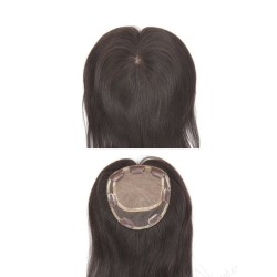 Swiss Lace Hair Topper – Off Black (Color 1B), 100% Remy Indian Human Hair