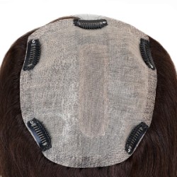 Crown Topper Hair Extensions, Silk Large Base, Colour 1B (Off Black), Made With Remy Indian Human Hair