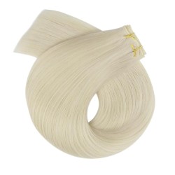 Genius Weft Hair Extensions – Lightest Blonde (Color 60), 100% Remy Indian Human Hair