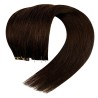 Color 2 (Darkest Brown), Invisible Tape-in Hair Extensions, Made With Remy Indian Human Hair