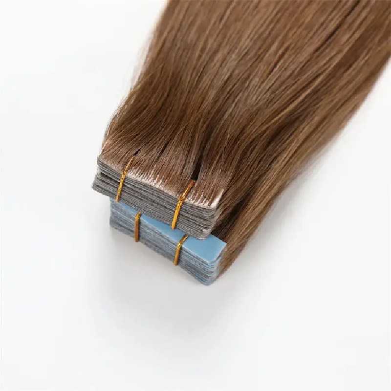Color 6 (Medium Brown), Invisible Tape-in Hair Extensions, Made With Remy Indian Human Hair