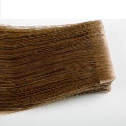 Color 6 (Medium Brown), Invisible Tape-in Hair Extensions, Made With Remy Indian Human Hair