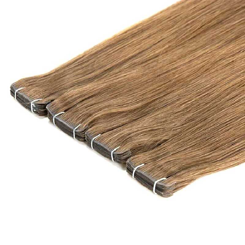Invisible Tape-In Hair Extensions – Light Brown (Color 12), 100% Remy Indian Human Hair