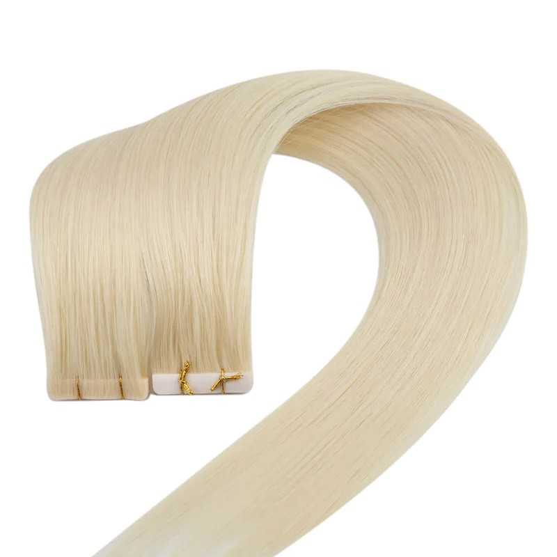 Color 60 (Lightest Blonde), Invisible Tape-in Hair Extensions, Made With Remy Indian Human Hair Color 60 (Lightest Blonde), Invisible Tape-in Hair Extensions, Made With Remy Indian Human Hair