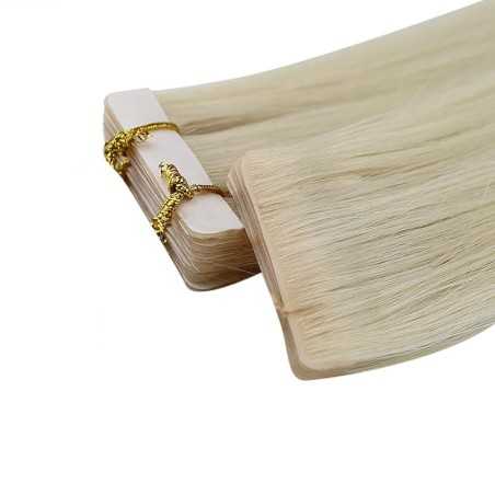 Color 613 (Platinum Blonde), Invisible Tape-in Hair Extensions, Made With Remy Indian Human Hair