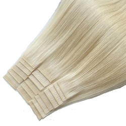 Color 613 (Platinum Blonde), Invisible Tape-in Hair Extensions, Made With Remy Indian Human Hair