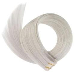 Color Grey, Invisible Tape-in Hair Extensions, Made With Remy Indian Human Hair