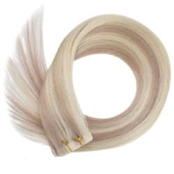 Mix Color 18/613 (Light Ash Blonde/Platinum Blonde), Invisible Tape-in Hair Extensions, Made With Remy Indian Human Hair
