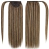 Mix Color 4/27 (Dark Brown/Honey Blonde), Wrap Around Ponytail Hair Extensions, Made With Remy Indian Human Hair