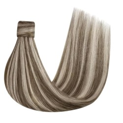 Mix Color 6/60 (Medium Brown/Lightest Blonde), Wrap Around Ponytail Hair Extensions, Made With Remy Indian Human Hair