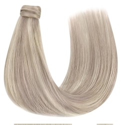 Mix Color 8/60 (Chestnut Brown/Lightest Blonde), Wrap Around Ponytail Hair Extensions, Made With Remy Indian Human Hair