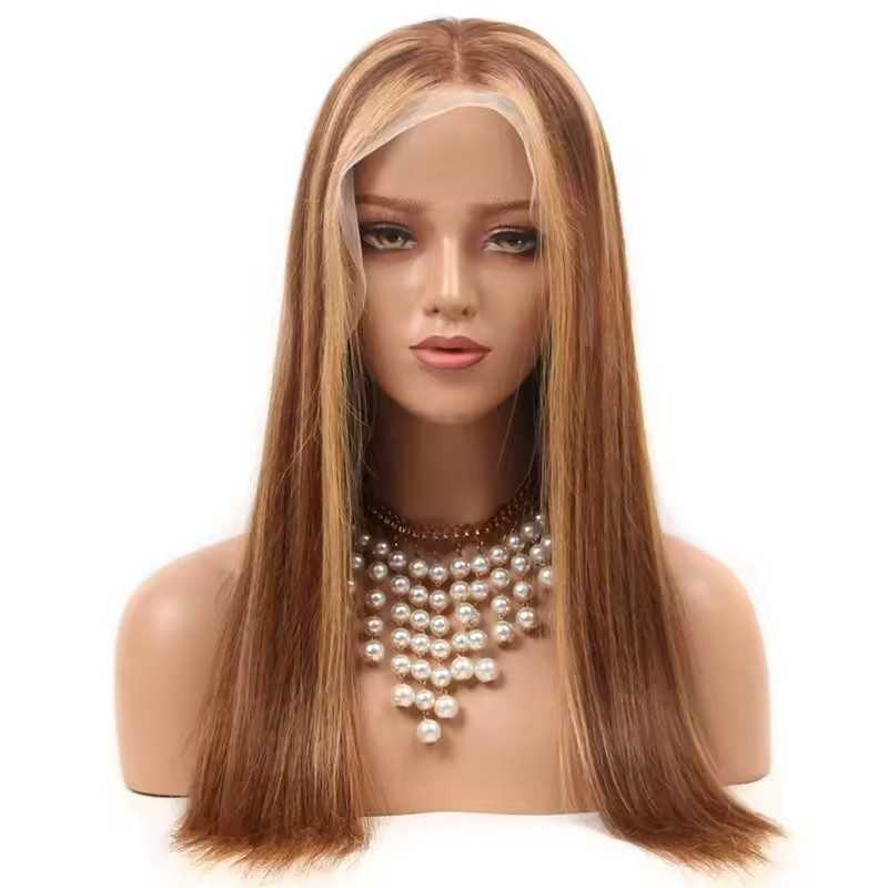 Full Lace Wig, Long Length, Mix Color 4/24 (Dark Brown / Honey Blonde), Made With Remy Indian Human Hair Full Lace Wig, Long Length, Mix Color 4/24 (Dark Brown / Honey Blonde), Made With Remy Indian Human Hair