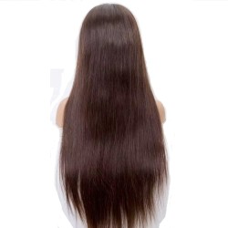 Full Lace Wig, Extra Long Length, Free-Style, Color 2 (Darkest Brown), Made With Remy India Human Hair