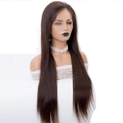 Lace Front Wig, Extra Long Length, Free-Style, Color 2 (Darkest Brown), Made With Remy Indian Human Hair