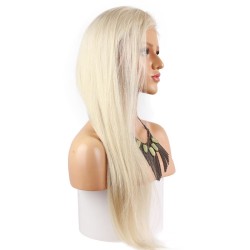 Lace Front Wig, Extra Long Length, Free-Style, Color 60 (Lightest Blonde), Made With Remy Indian Human Hair