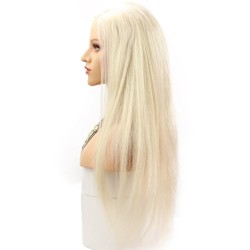 Lace Front Wig, Extra Long Length, Free-Style, Color 60 (Lightest Blonde), Made With Remy Indian Human Hair
