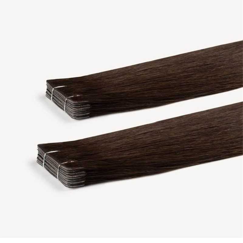 Color 2 (Darkest Brown), Invisible Tape-in Hair Extensions, Made With Remy Indian Human Hair
