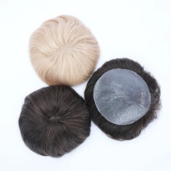 Color 18 (Dark Blonde), Men's Frontal Hairpiece to Cover Partial Crown Area, Made With Remy Indian Human Hair