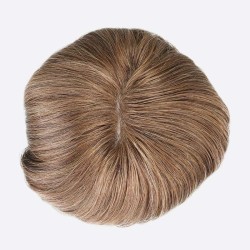 Color 7ASH (Light Brown with Ash Tone), Men's Frontal Hairpiece to Cover Partial Crown Area, Made With Remy Indian Human Hair