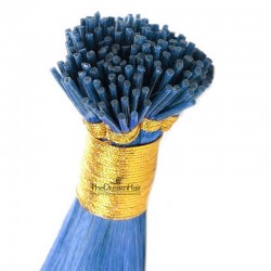 Pre-bonded Hair Extensions, Stick/I-Tip, Color #Blue, Made With Remy Indian Human Hair