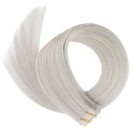 Invisible Tape-In Hair Extensions – Silver, 100% Remy Indian Human Hair