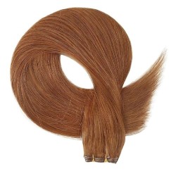 Genius Weft Hair Extensions – Dark Auburn (Color 30), 100% Remy Indian Human Hair