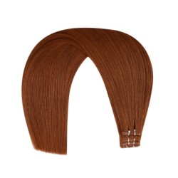 Genius Weft Hair Extensions – Dark Copper Red (Color 350), 100% Remy Indian Human Hair