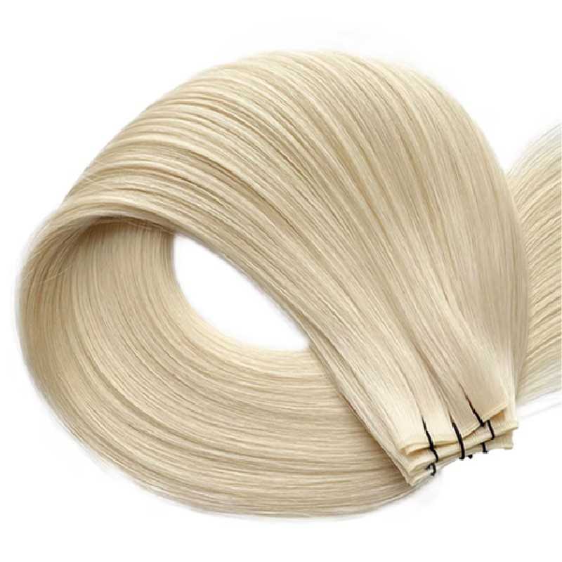 Genius Weft Hair Extensions – Platinum Blonde (Color 613), 100% Remy Indian Human Hair