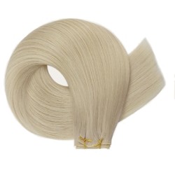 Genius Weft Hair Extensions – Platinum Blonde (Color 613), 100% Remy Indian Human Hair