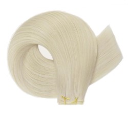 Genius Weft Hair Extensions – Lightest Blonde (Color 60), 100% Remy Indian Human Hair